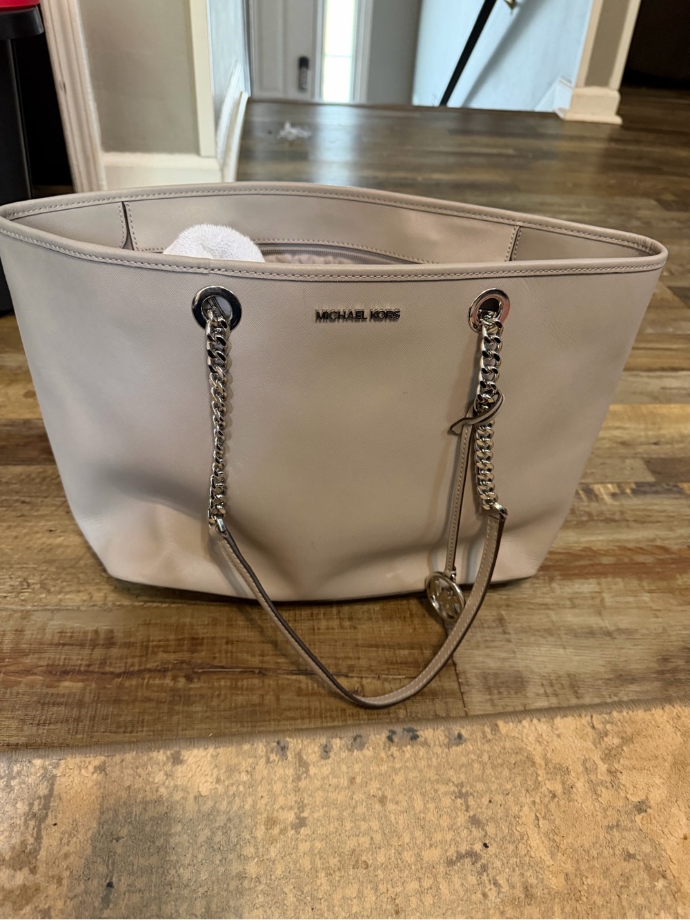 Michael Kors Light Cream Chain-Handle Tote